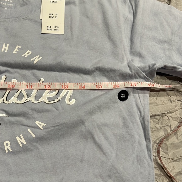 Hollister Print Logo Graphic Tee Womens XS Light Blue - Picture 3 of 8
